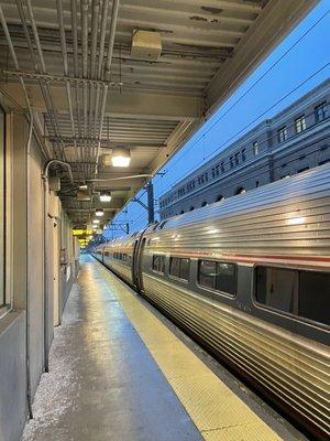 Amtrak on a cloudy morning