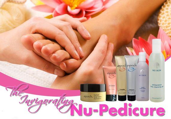 Delivers all day moisturization for supple, healthy looking skin ... We offer "NU- SKIN Manicure and spa pedicure".