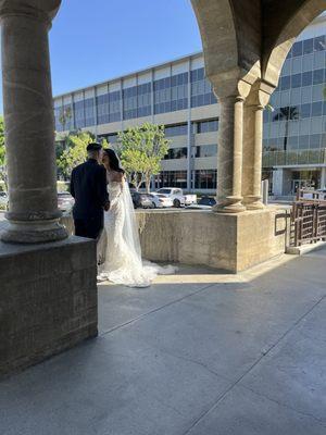 front of wedding chapel doors