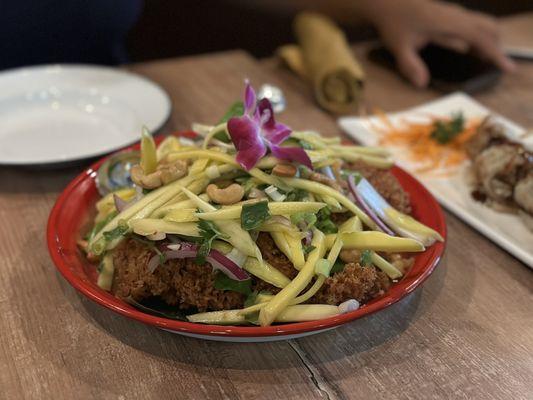 Crispy catfish and mango salad