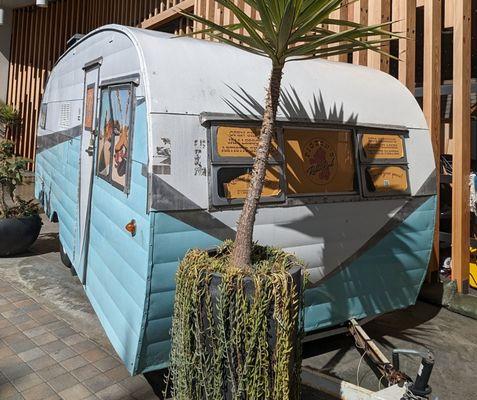 Trailer in front of the roller rink