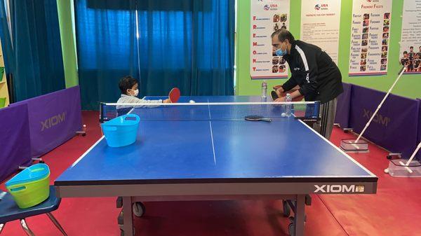 Youngest student ever at Fremont Table Tennis Academy, 3-year old Aarav!