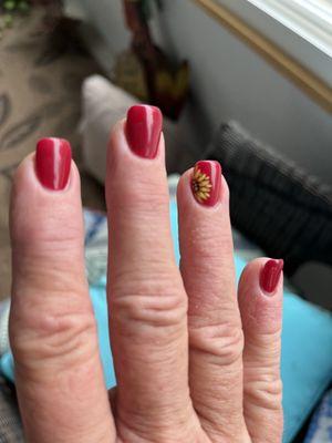 Fall sunflower nails.