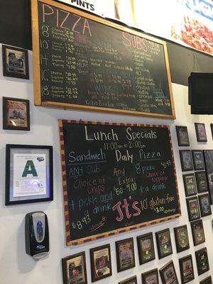 Menu with lunch specials