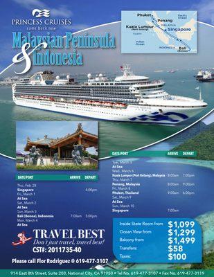 10-day Malaysian Peninsula Cruise Feb. 28-Mar. 10