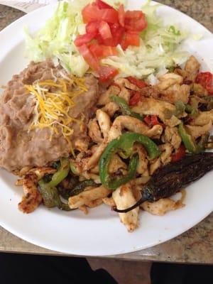 Chicken fajitas.