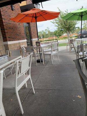 Outside covered and not-covered dining area