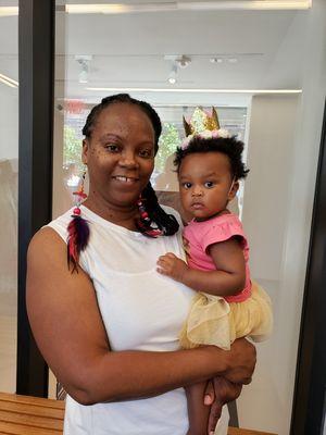 My daughter and I at the entrance taking a photo before departing for the day.