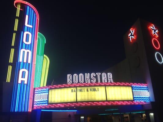 Lighting up the night after refurbishing the Loma Theater/Bookstar marquee sign!