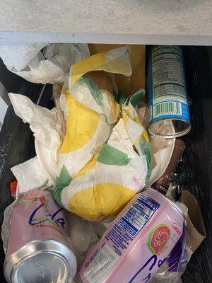 Subway in the trash because it came with some white crap all over the sub !!!!