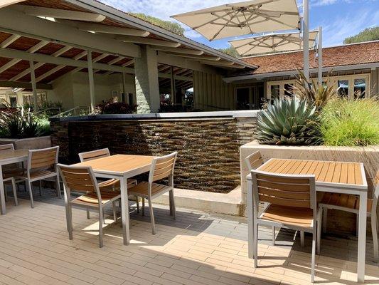 Patio with lots of umbrellas/shade