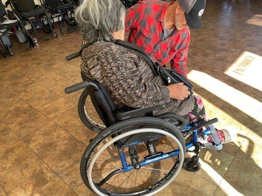 JJ and my grandmother   Fitting for her wheelchair