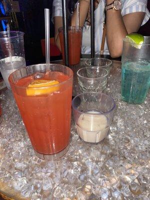 Rum punch and cinnamon toast crunch shot