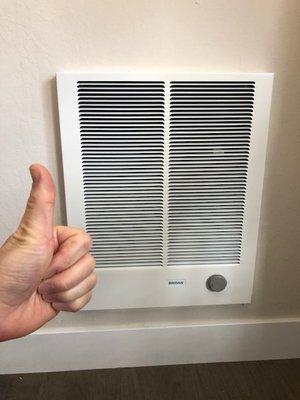 Replaced my electric wall heater