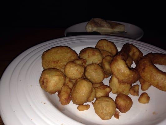 So Delicious!  Fried Vegetable platter ... With a few bites missing!