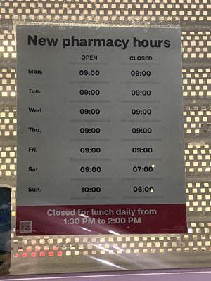 New pharmacy hours, not 24/7!