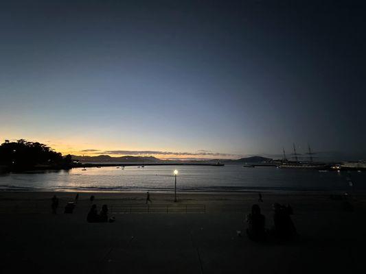 Aquatic Park at sunset.