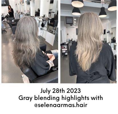 My last transformation with Selena. Gray blending highlights. I love it so much.