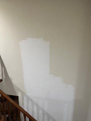 That's how they left our walls. After they were told to at least paint corner to corner. Same way in bathroom too