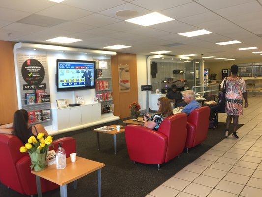 We have free WiFi, coffee and snacks in our customer lounge.