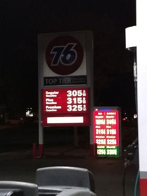 Prices as of 11/01/2017 with the new California Gas Tax increase