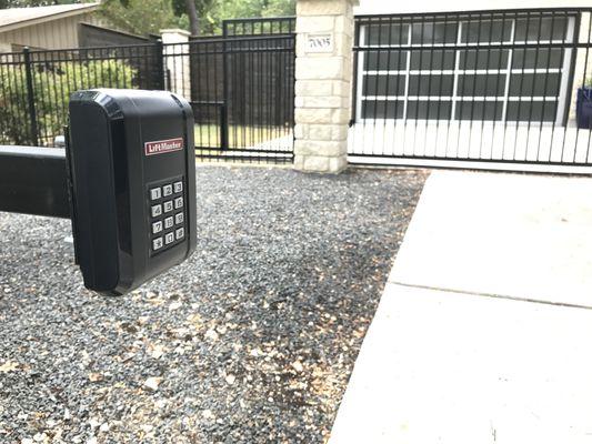 Liftmaster KPW5 Keypad installed on Custom Driveway Gate with RSL12U Operator -Capable of up to 5 unique user codes & 9 temporary user codes