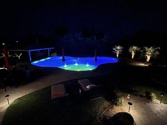 Night view pool area