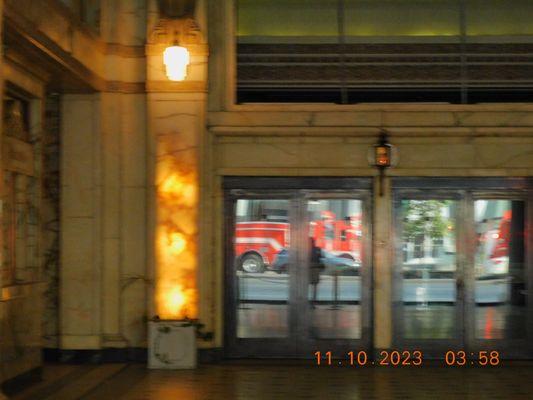 Marble grand entrance of the lobby when you enter the theater the feel of the ages and the atmosphere you feel .