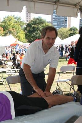 Post-race massage at the Hartford Marathon