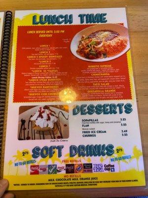 Menu (Lunch & Desserts)