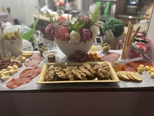 Pecan candy with charcuterie station