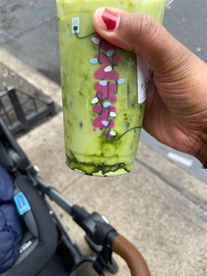 Unmixed matcha latte