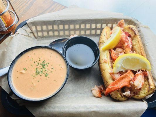 Lobster Roll And Cup Of Bisque