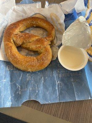 A free cinnamon pretzel (for my birthday) and icing