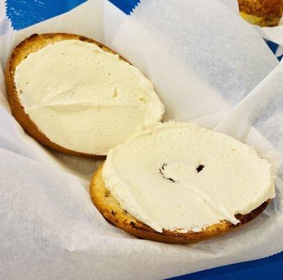 Plain bagel and cream cheese