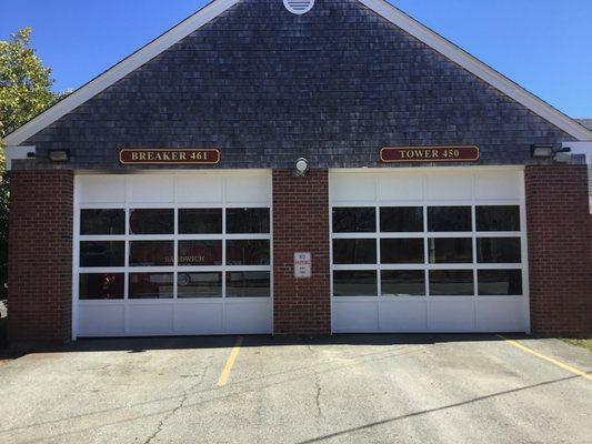 Commercial aluminum full vision garage doors for the fire station