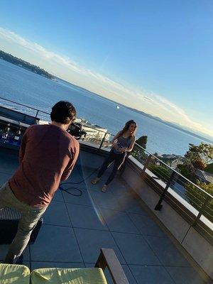 A Seattle Digital Marketing behind the scenes look at a recent photoshoot.  Making the magic happen during the "Golden Hour".