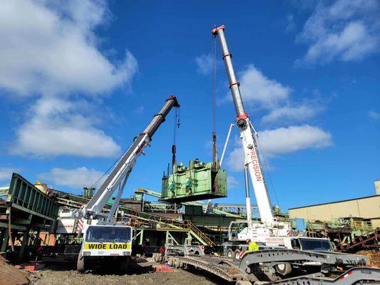 Remove, Relocate, and Re-Set 180,000lb. debarker for Mendocino F.P. @ Scotia Mill, Scotia Ca.