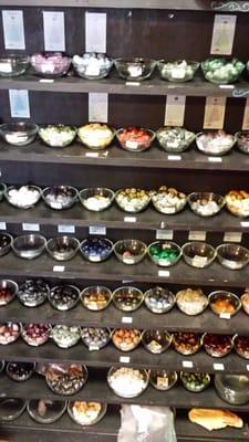 Bowls and bowls of gemstones.