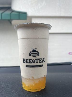 Banana protein smoothie with lychee and mango lychee