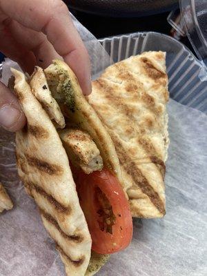 Chicken pesto flatbread panini