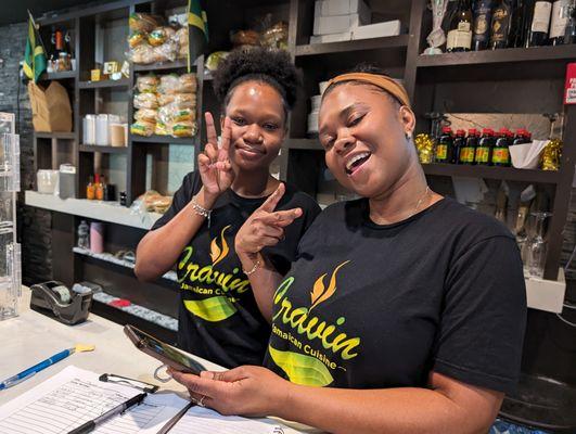 Pictured here are Stephanie and Teja, part of the morning crew at Cravin' Jamaican restaurant right here in White Plains. Try everything!