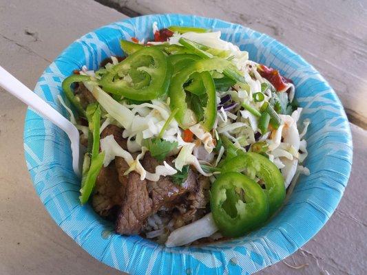 Asian beef rice bowl