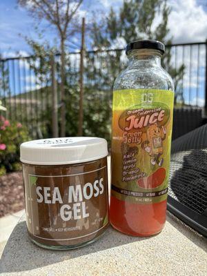 Green Jolly juice and Honey Cinnamon Sea Moss