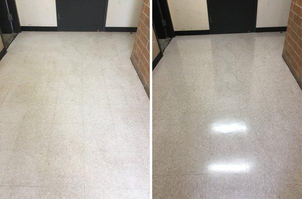 Vinyl floor cleaning, buffing and waxing. Call for Fee Quote (773) 570-4224