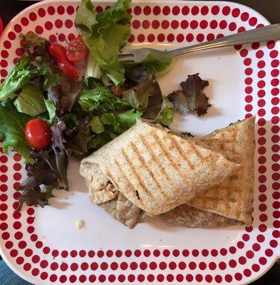 Turkey pepper-jack wrap - comes with side salad. Delish!