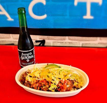 Barbacoa Bowls with Blackbeans and rice.