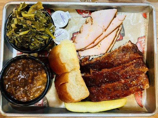 Smoked Turkey Breast Platter with a side of Ribs