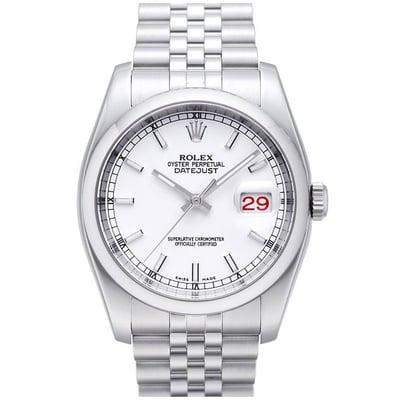 Rolex Datejust 116200 Stainless Steel with White Dial.