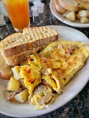 Bacon, Sausage and Cheese Omelet